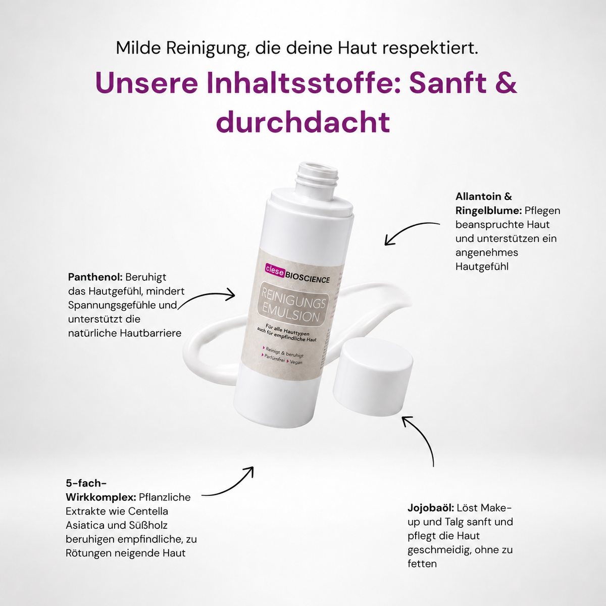 Reinigungsemulsion Inhaltsstoffe für ein angenehmes Hautgefühl